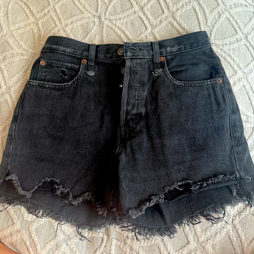 Free people black distressed Jean shorts